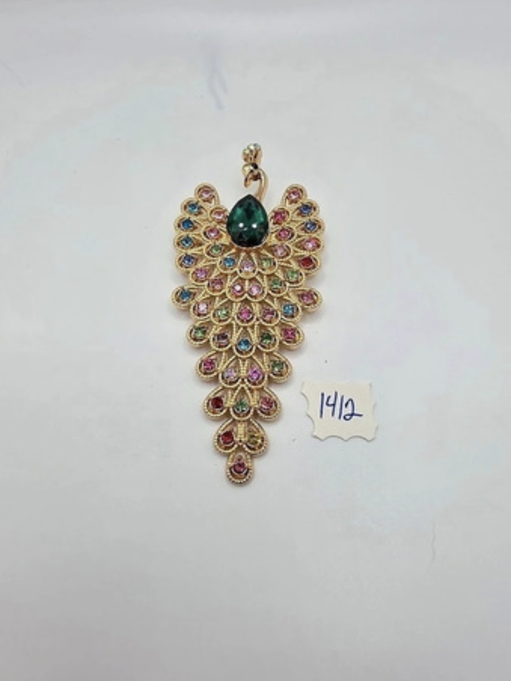 Multicolor Peacock Jeweled Brooch